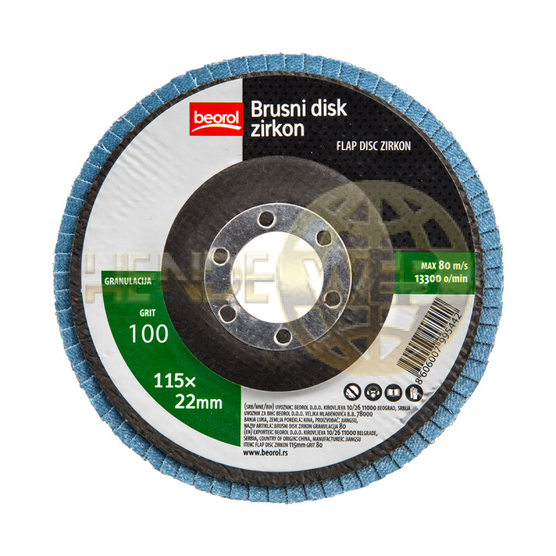 BEOROL legyezőtárcsa, ø115 mm, p100, cirkon - BD100Z115 - BEOROL legyezőtárcsa - HendeWEB