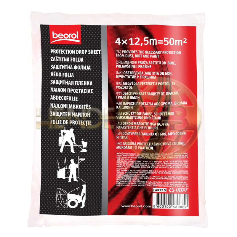 BEOROL védő fólia, 4 x 12,5 m - F4x12.5 - BEOROL védő fólia - HendeWEB